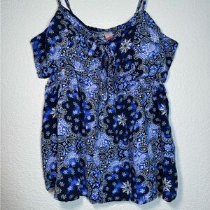 No Boundaries Blue and White Paisley Camisole Top